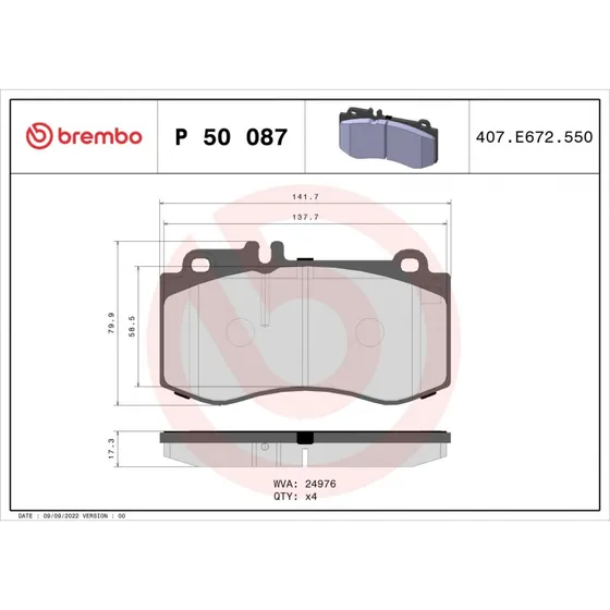 Brembo Bremseklodser P 50 087, Akselsæt, Prime-serie