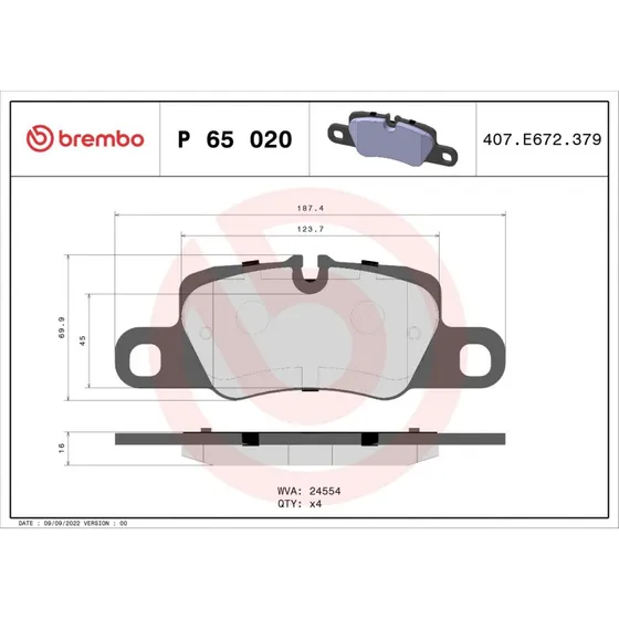 Brembo Bremseklodser P 65 020 til Porsche Panamera (bagaksel)
