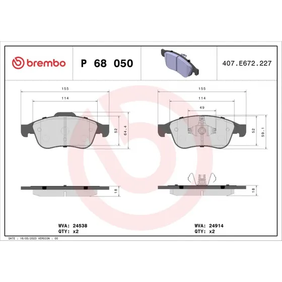Brembo Bremseklodser P 68 050 for Renault, Nissan, Dacia