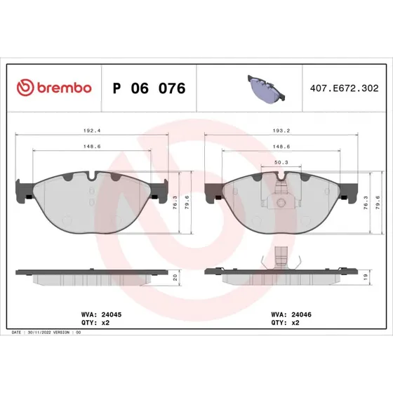 Brembo Bremseklodser P 06 076 til BMW & Alpina