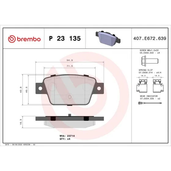 Brembo Bremseklodser P 23 135, Akselsæt, bagaksel