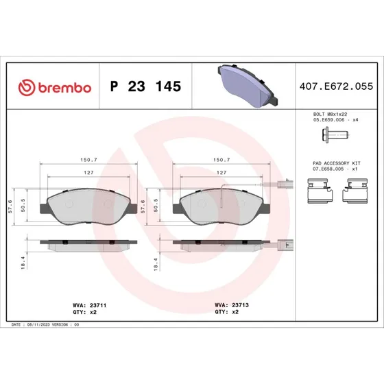 Brembo Bremseklodser P 23 145 for FIAT, Alfa Romeo, Chrysler