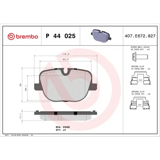 Brembo Bremseklodser P 44 025, Akselsæt, bagaksel, for LAND ROVER