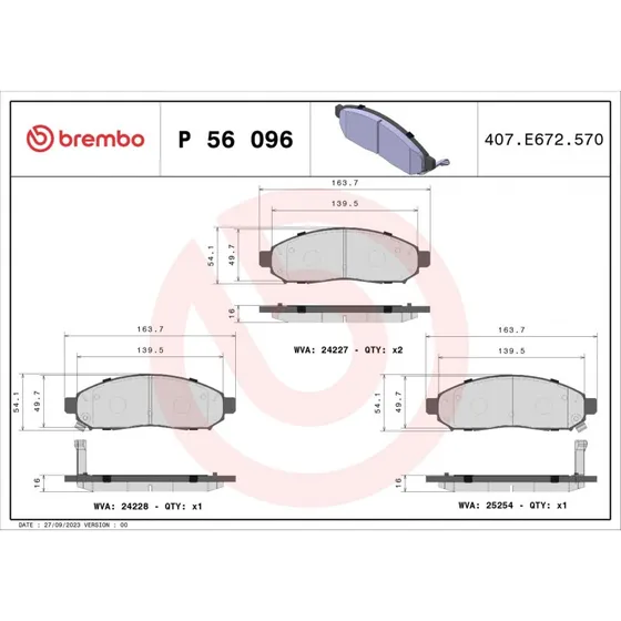 Brembo Bremseklodser P 56 096 for Nissan LEAF, Navara, Pathfinder