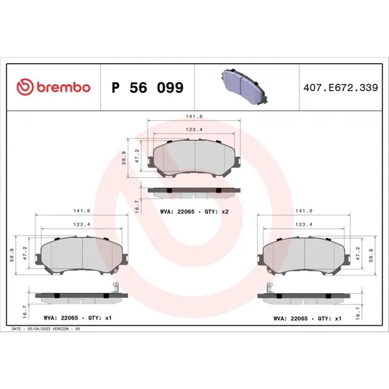 Brembo Bremseklodser P 56 099 for Renault/Nissan med slidindikator