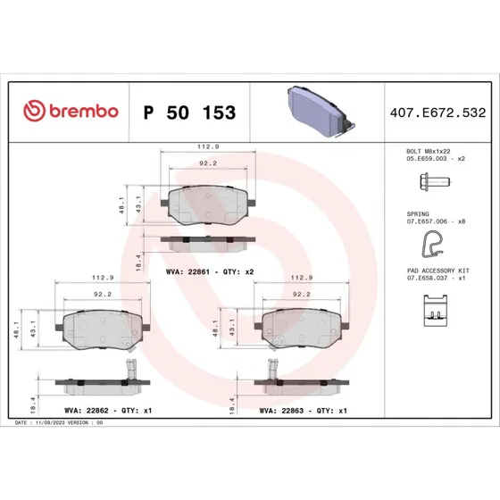 Brembo Bremseklodser P 50 153 til Mercedes-Benz, Nissan, Renault