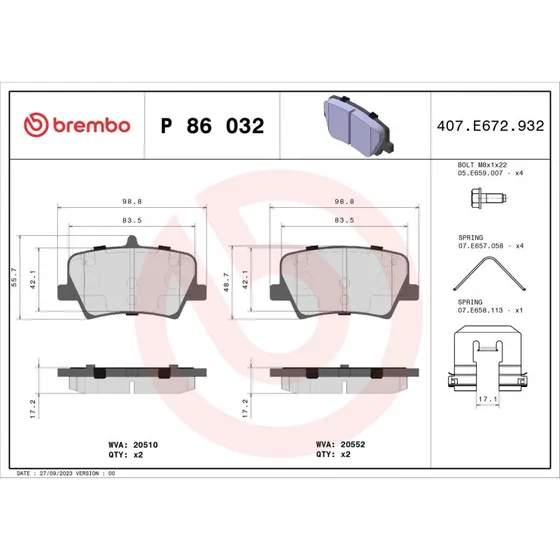 Brembo Bremseklodser P 86 032 til Volvo XC40, bagaksel