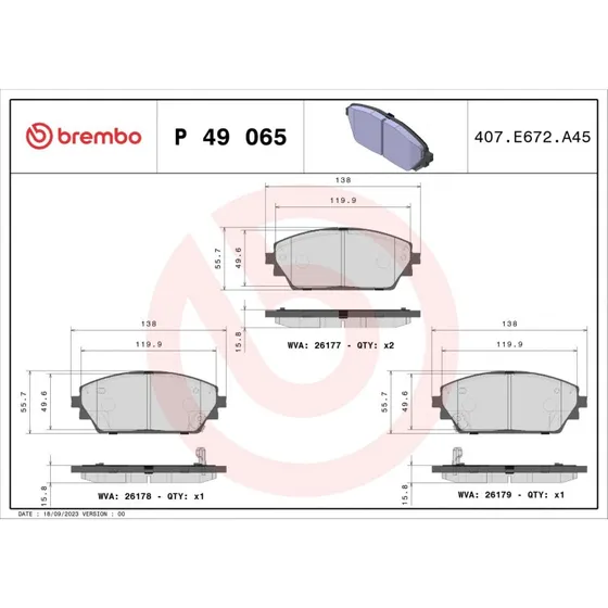 Brembo Bremseklodser P 49 065 for Mazda 3 Hatchback/Saloon