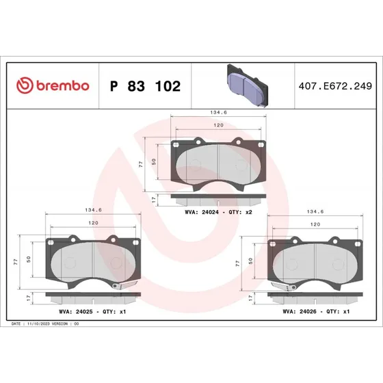 Brembo Bremseklodser P 83 102X for Toyota, Lexus