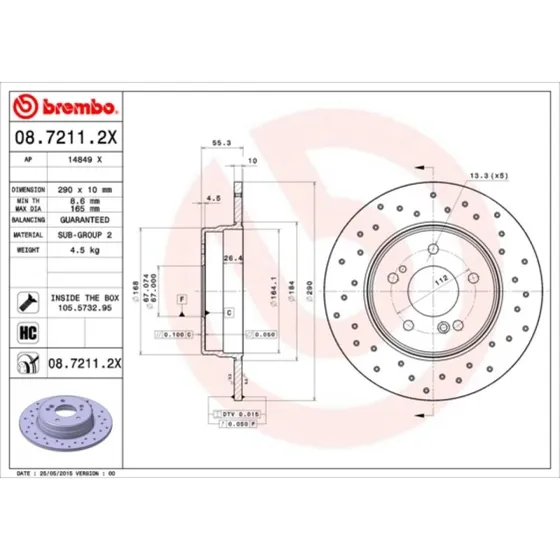 Brembo Bremseskive 08.7211.2X til Mercedes-Benz