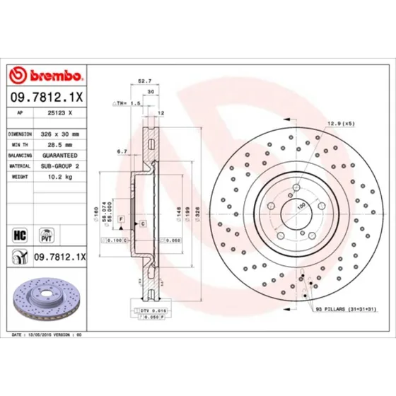 Brembo Bremseskive Xtra 09.7812.1X for Subaru Impreza
