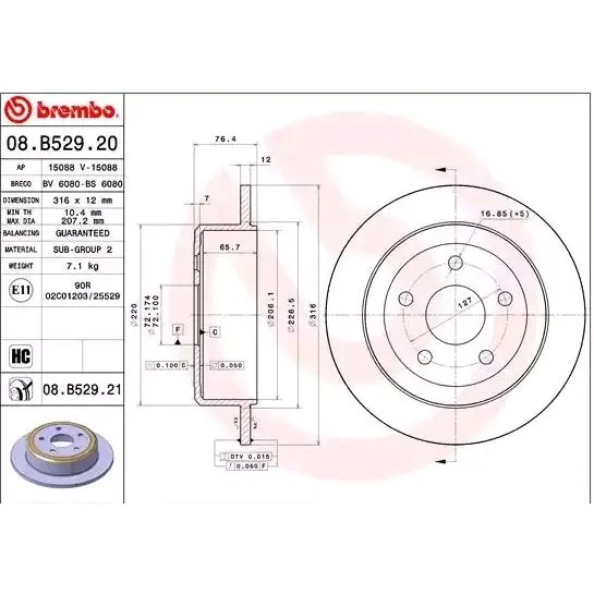 Brembo Bremseskive 08.B529.21 til Jeep Wrangler III