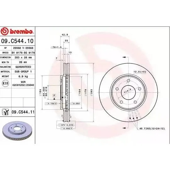 Brembo Bremseskive 09.C544.11 for Nissan Leaf & NV200