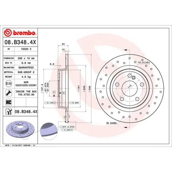Brembo Bremseskive Xtra 08.B348.4X for Mercedes-Benz