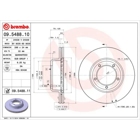 Brembo Bremseskive 09.5488.11 for Land Rover