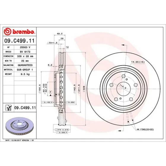 Brembo Bremseskive 09.C499.11 for Toyota/Lexus
