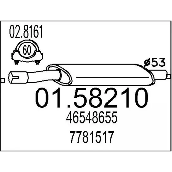 MTS Middel lyddæmper 01.58210 til FIAT Barchetta