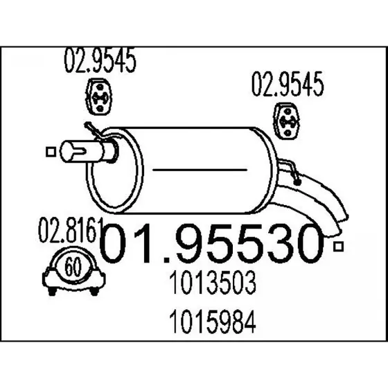 MTS 01.95530 Ende lyddæmper til Ford Galaxy I, Seat Alhambra, VW Sharan