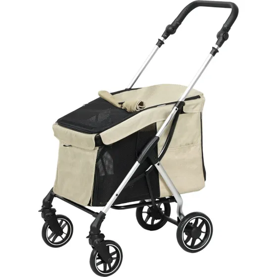 Hundeklapvogn, let og sammenklappelig til små hunde - khaki