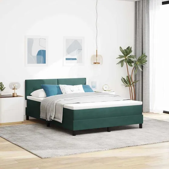 vidaXL Box spring seng med madras, mørkegrøn, 140 x 200 cm