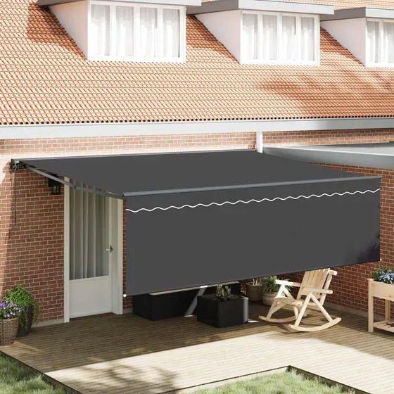 vidaXL Utrækkelig Markise Antracit 450×350 cm Polyester & Aluminium