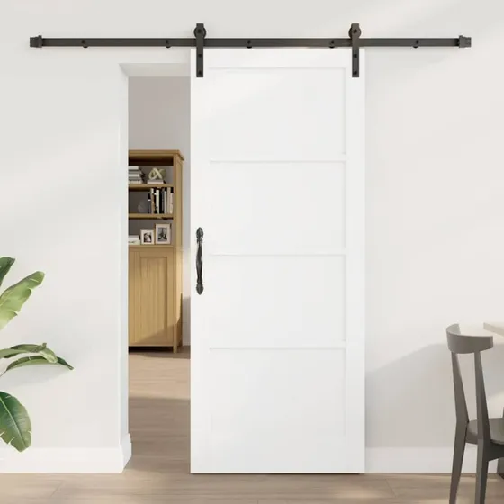 vidaXL Skydedør Hvid 83 x 202 cm Massivt Fyrretræ