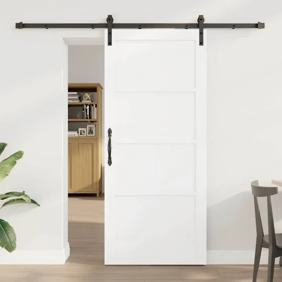 vidaXL Skydedør Hvid 86 x 198,5 cm Massivt Fyrretræ