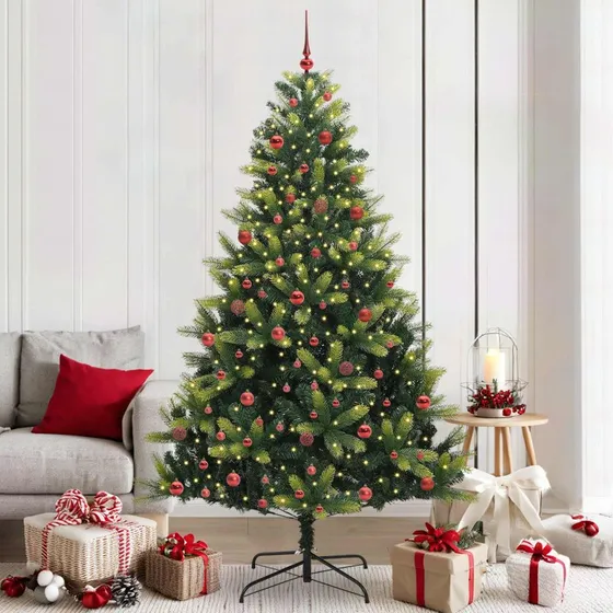 vidaXL Kunstig Hængende Juletræ 210 cm Grøn 300 LEDs PVC/PE