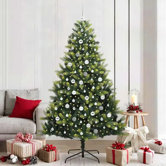 vidaXL Kunstig Hængende Juletræ 210 cm Grøn 300 LEDs PVC/PE