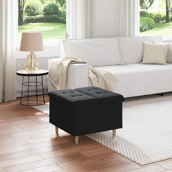 vidaXL Opbevaringstomane med pude, Sort, 60 x 60 x 45 cm