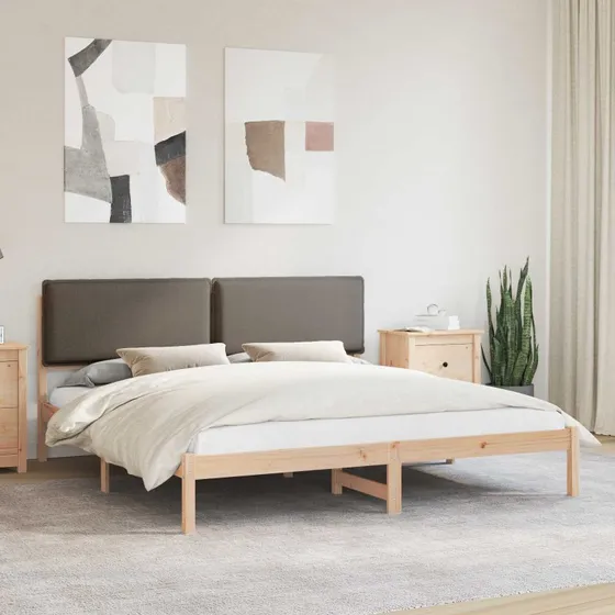 vidaXL Sengestel med Polstret Hovedgavl Gråbrun 200x200 cm