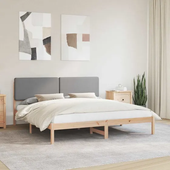vidaXL Sengestel med Polstret Hovedgavl Lysegrå 200x200 cm
