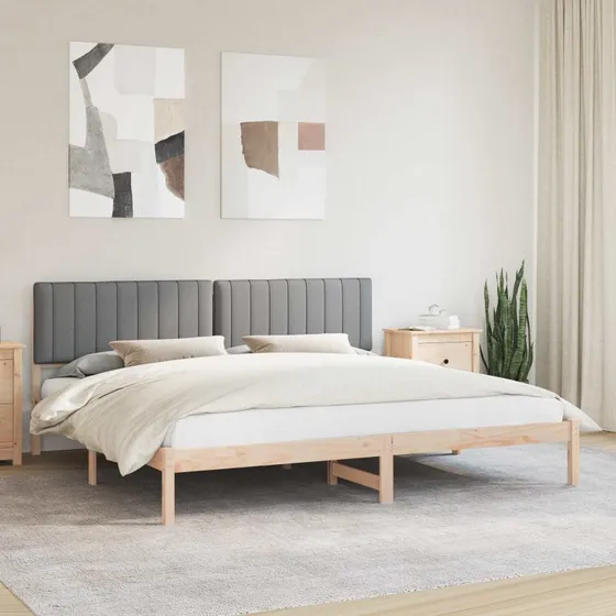 vidaXL Sengestel med Polstret Hovedgavl Lysegrå 200x200 cm