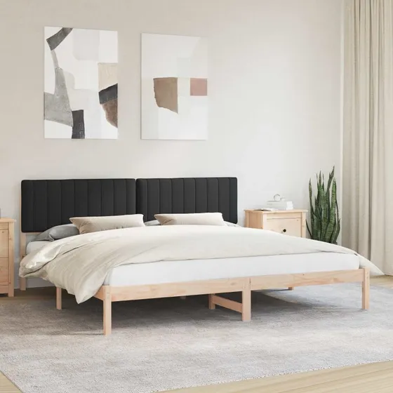vidaXL Sengestel med Polstret Hovedgavl, Sort, 200 x 200 cm