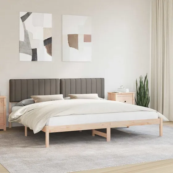 vidaXL Sengestel med Polstret Hovedgavl Gråbrun 200x200 cm