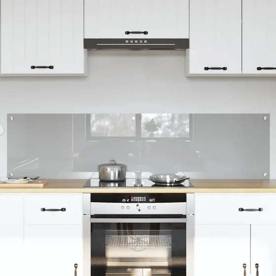vidaXL Køkkenbacksplash 2 stk Lysegrå 80 x 40 cm hærdet glas