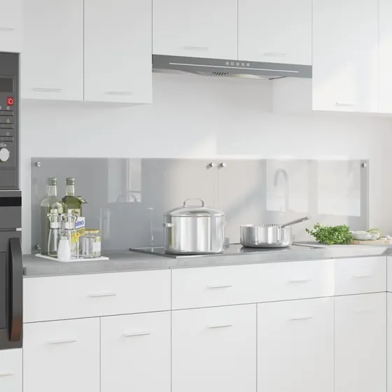 vidaXL Køkkenbacksplash 2 stk Lysegrå 90 x 40 cm hærdet glas