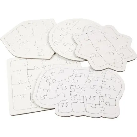 Lav selv puslespil, hvid, 17-21 cm, 10 stk./pk.