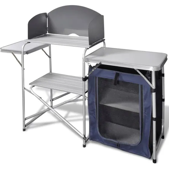 vidaXL foldbart campingbord med skærm i aluminium
