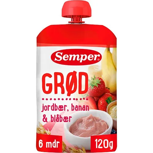 Semper Grød Jordbær & Banan 6 mdr. 120 g