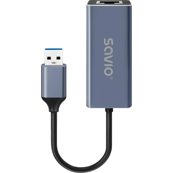 Savio AK-83 USB-A til RJ-45 Gigabit Ethernet Adapter, Sort