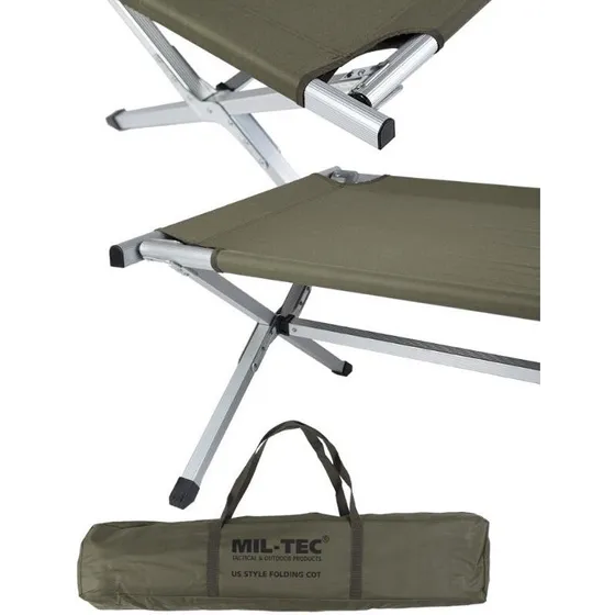 Mil-Tec Letvægts feltseng alu-stel 190 x 65 cm - Olive