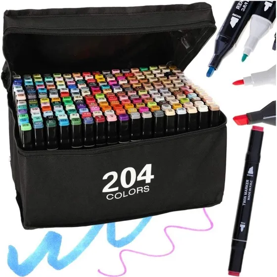 Copic 204 alkoholbaserede tuscher, dobbelt spids, stativ