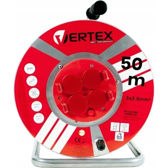 Vetrex PB50METAL 50m 3x2,5mm Sort forlængerkabelrulle