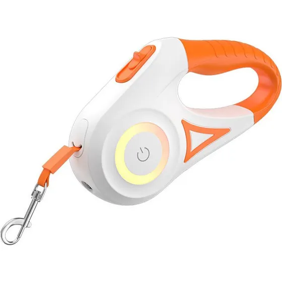 Rojeco Dog Automatic Leash LED 5 m Hvid og Orange