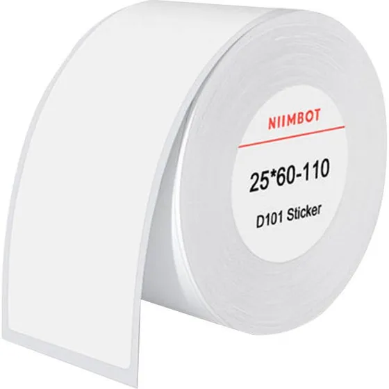 Niimbot Termiske Etiketter 25x60 mm, 110 stk, Hvid
