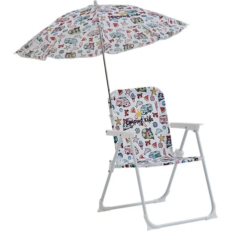 Camping Kidz barnestol med parasol Ø70 cm, sædehøjde 27 cm