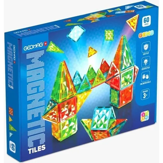 Geomag Magnetic Tiles Byggesæt, 60 dele, fra 3 år