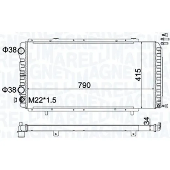 MAGNETI MARELLI 350213180900 Motor Køler, 790x415x34 mm
