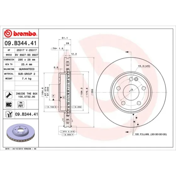 Brembo Bremseskive 09.B344.41 for Mercedes-Benz & Renault